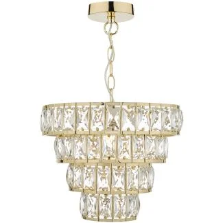 DAR CER0135 CERYS 1LT 4 TIER PENDANT CRYSTAL & GOLD