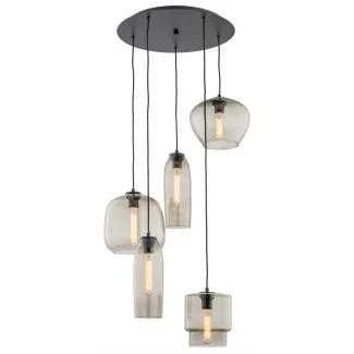 ARGON SERAFINO 2080 lampa wisząca 5 pł. kolor dymny + czarny