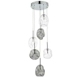 DAR QUI6410 QUINN 6LT CLUSTER PENDANT SMOKED/ CLEAR