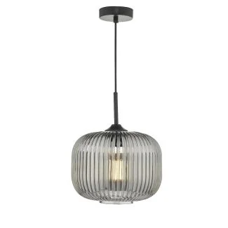 DAR DEM0110 DEMARIUS 1LT PENDANT BLACK SMOKED GLASS