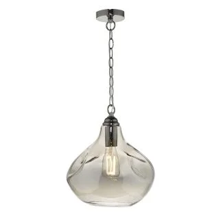 DAR ESA0110 ESAROSA 1LT PENDANT BLACK CHROME & SMOKED GLASS