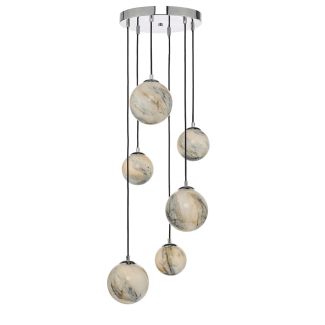 DAR MIK0650 MIKARA 6LT CLUSTER MARBLE EFFECT GLASS & POL CHR