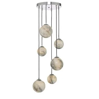 DAR MIK0650 MIKARA 6LT CLUSTER MARBLE EFFECT GLASS & POL CHR