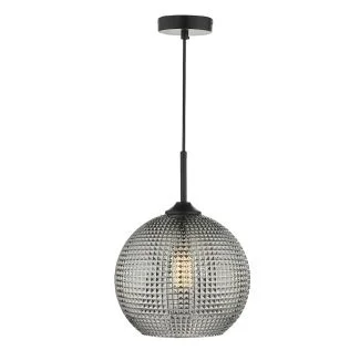 DAR SOR0110 SOREN 1LT PENDANT BLACK SMOKED GLASS