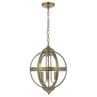DAR VAN0375 VANESSA 3LT PENDANT ANT BRASS / CLEAR