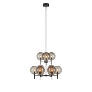 MARKSLOJD 107921 CROWN lampa wisząca 9L Czarna/Przydymiony