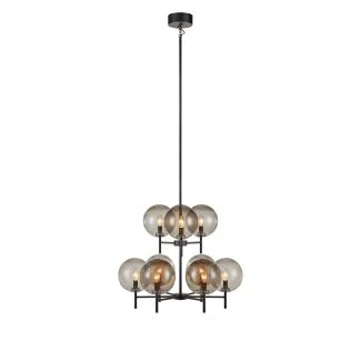 MARKSLOJD 107921 CROWN lampa wisząca 9L Czarna/Przydymiony