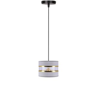 CANDELLUX 31-37718 PANDY lampa wisząca czarny 1x40W E27 abażur szary+złoty