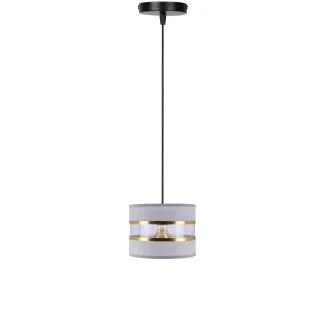 CANDELLUX 31-37718 PANDY lampa wisząca czarny 1x40W E27 abażur szary+złoty