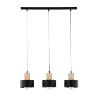SIGMA 41867 RIF wood 3 lampa wisząca czarny/drewno naturalne