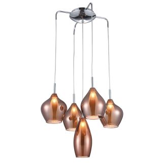 AZZARDO AZ3172 AMBER MILANO 5 COPPER DECORATIVE LAMP
