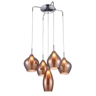 AZZARDO AZ3172 AMBER MILANO 5 COPPER DECORATIVE LAMP