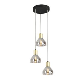 CANDELLUX 33-78995 LAMPA WISZĄCA GREGORY TALERZ CZARNY BRĄZ 3X40W E14 KLOSZ DYMIONY