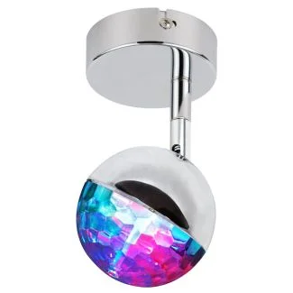 CANDELLUX 91-67753 PARTY KINKIET 1X3W LED RGB GŁÓWKA OKRĄGŁA 1E Z PRZEGUBEM KD SYSTEM CHROM