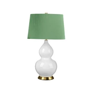 ELSTEAD ISLA-AB-TL-GREEN Lampa stołowa Isla - 1 PŁ - Biała / Postarzany mosiądz