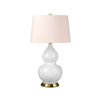 ELSTEAD ISLA-AB-TL-PINK Lampa stołowa Isla - 1 PŁ - Biała / Postarzany mosiądz