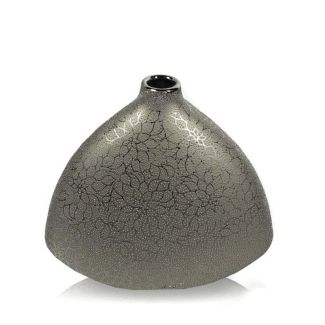 ARTEHOME L8119-A S Wazon srebrny z perełkowymi zdobieniami w trójkątnym kształcie 18 cm