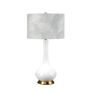 ELSTEAD MILO-AB-TL-FDEB Lampa stołowa Milo - 1 PŁ - Biała / Postarzany mosiądz
