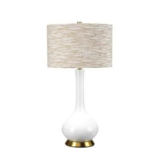 ELSTEAD MILO-AB-TL-LANT Lampa stołowa Milo - 1 PŁ - Biała / Postarzany mosiądz
