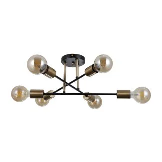 ITALUX PND-4052-6-BL-HBR lampa wisząca czarny,mosiądz