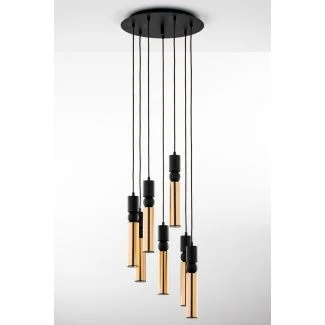 JUPITER ALAS lampa wisząca 7-punktowa czarny mosiądz  kulka cz  2018