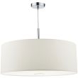 DAR RON172 RONDA 3LT PENDANT 60CM DRUM WHITE FAUX SILK