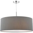 DAR RON1739 RONDA 3LT PENDANT 60CM DRUM GREY FAUX SILK