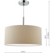 DAR RON1029 RONDA 3LT PENDANT 40CM DRUM ECRU FAUX SILK