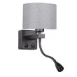 CANDELLUX 21-75499 POLO KINKIET 1X40W E27 + 2W LED CZARNY ABAŻ. OKRĄGŁY SZARY