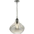DAR ESA0110 ESAROSA 1LT PENDANT BLACK CHROME & SMOKED GLASS