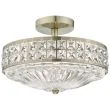 DAR OLO5375 OLONA 3LT SEMI FLUSH ANT BRASS AND CLEAR CRYSTAL