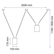 ANTIGO Lampa wisząca VIWIN 2 - Czarna (2000 mm) 9021