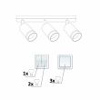 POLUX 322296 Lampa ścienno-sufitowa PARIS 3 GU10 Biała