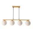 CANDELLUX 34-37442 Carrine lampa wisząca drewniany 4x40W E14 klosz biały
