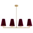 ARGON 1829 SAFIANO lampa wisząca 4 pł. bordowy, złoty