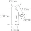 ONE LIGHT 65746A/W/W Kandila USB biała przyłóżkowa oprawa COB LED 3000K 3W IP20 z USB i przełącznikiem