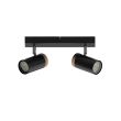 CANDELLUX 92-13712 LAGOS LAMPA SUFITOWA CZARNY 2X15 GU10 KLOSZ CZARNY+DREWNIANY