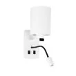 CANDELLUX 21-75673 MAGNUM 3 LAMPA KINKIET PROSTOKĄTNY 1X40W E27+3W LED ABAŻUR OKRĄGŁY BIAŁY