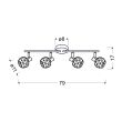 CANDELLUX 94-66657 LAMPA ACROBAT LISTWA 4X40W E14 CZARNY KLOSZ ZŁOTY