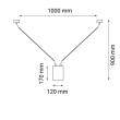 ANTIGO Lampa wisząca VIWIN 1 - Czarna (1000 mm) 9020