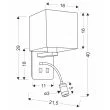 CANDELLUX 21-75666 MAGNUM 2 LAMPA KINKIET PROSTOKĄTNY 1X40W E27+3W LED ABAŻUR KWADRAT BIAŁY