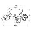 CANDELLUX 98-66466 ACROBAT LAMPA SUFITOWA PLAFON 3X40W E14 CZARNY KLOSZ ZŁOTY