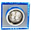 CANDELLUX 2226934 SS-22 CH/TR+BL GU10 50W+LED SMD 2 1W NIEBIESKI 230V CHROM oczko sufitowe lampa sufitowa STAŁA KWADRATOWA SZKŁO TRANSPARENTNE