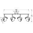 CANDELLUX 94-68071 PENT LISTWA 4X50W GU10 BETONOWY SZARY
