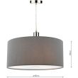 DAR RON6539 RONDA EASY FIT 40CM FAUX SILK GREY DRUM SH