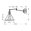 CANDELLUX 21-75444 COPENHAGEN LAMPA KINKIET 1X40W E14 CZARNY ŚRDEK ZŁOTY