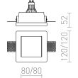 RENDL R12356 DAN SQ 80 wpuszczana gipsowa 230V GU10 35W