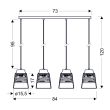 CANDELLUX 34-78124 FRESNO LAMPA WISZĄCA CZARNY 4X60W E27 KLOSZ BEZBARWNY