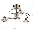 DAR LUT0475 LUTHER 4LT SEMI FLUSH CW CRYSTAL GLASS ANT BRA