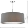 DAR RON1739 RONDA 3LT PENDANT 60CM DRUM GREY FAUX SILK